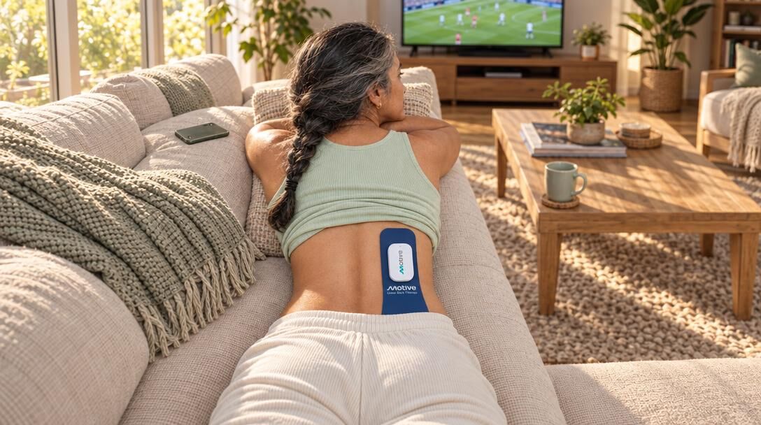 Woman on the couch during a Motive session