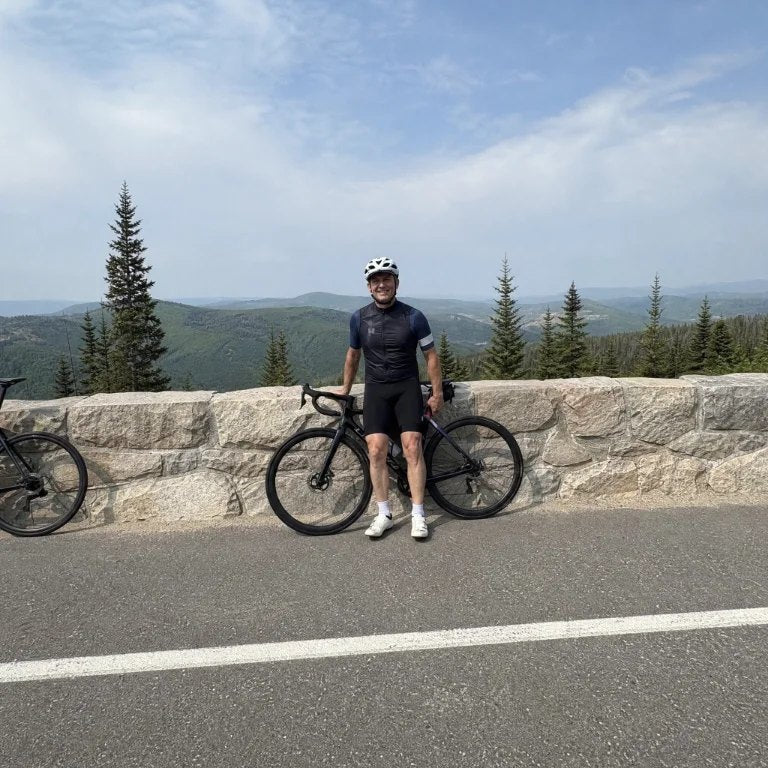 Customer with his road bike